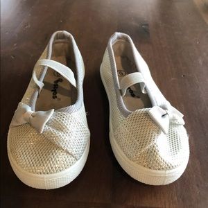 Silver shimmer toddler shoes